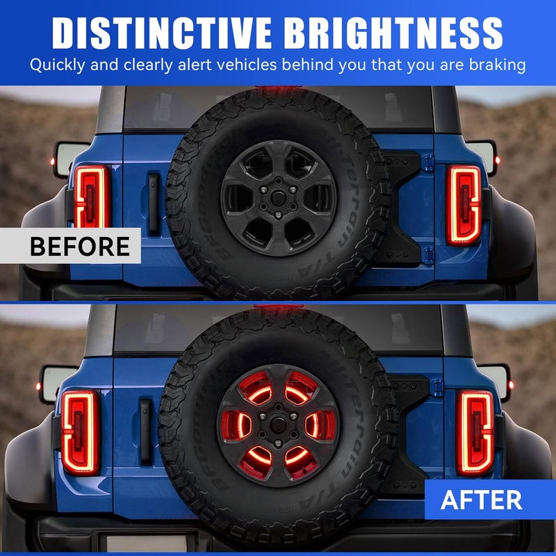 SUPAREE Spare Tire Brake Light Compatible with F-ord Bronco 2/4 Door 2021 2022 2023 2024, Plug and Play Tail Light Rear LED Ring Wheel Light, Red （only not fit 2024 Ford Bronco Raptor） - Image 2
